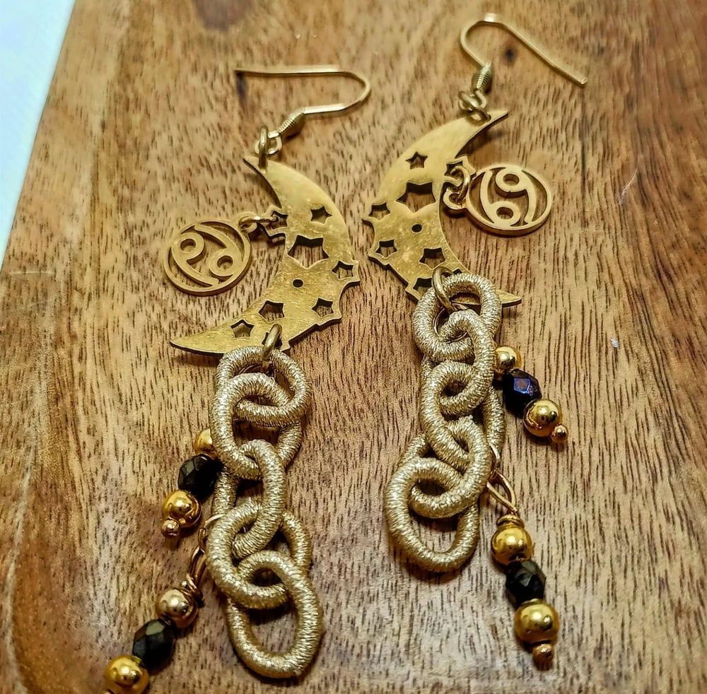 Image of Cancer Cosmic Moon Statement Earrings - LIMITED EDITION