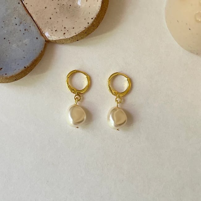 glass pearl nugget earrings