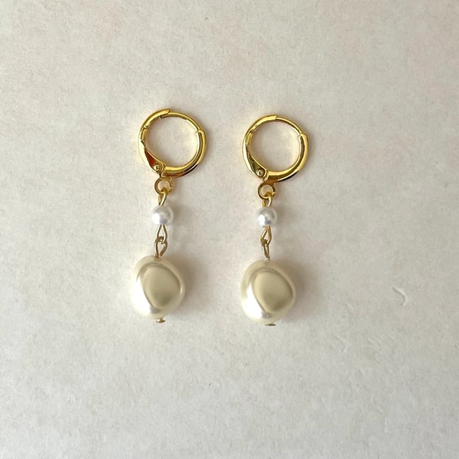 glass pearl nugget earrings