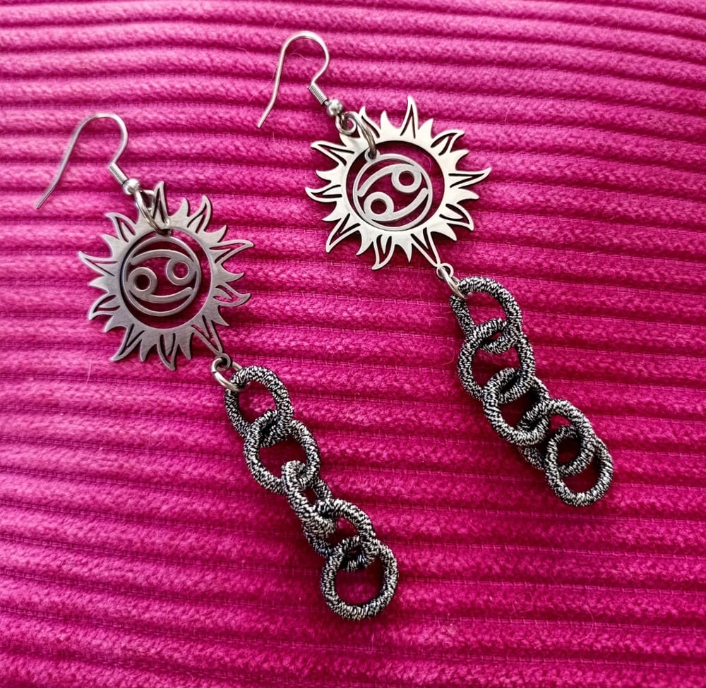 Image of Cancer Cosmic Sun Statement Earrings  - LIMITED EDITION