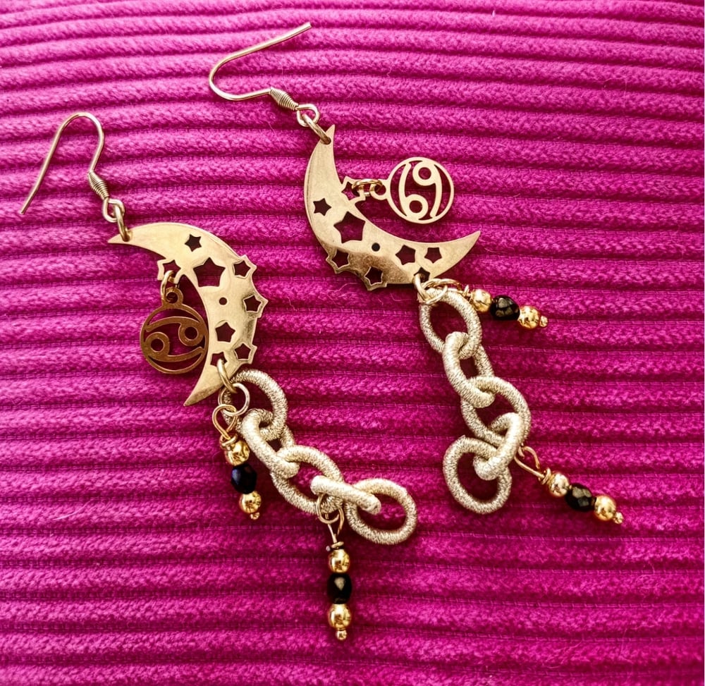 Image of Cancer Cosmic Moon Statement Earrings - LIMITED EDITION