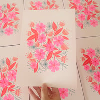 Pink Flora A4 Risograph Print