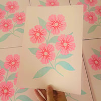 Pink Flowers A4 Risograph Print