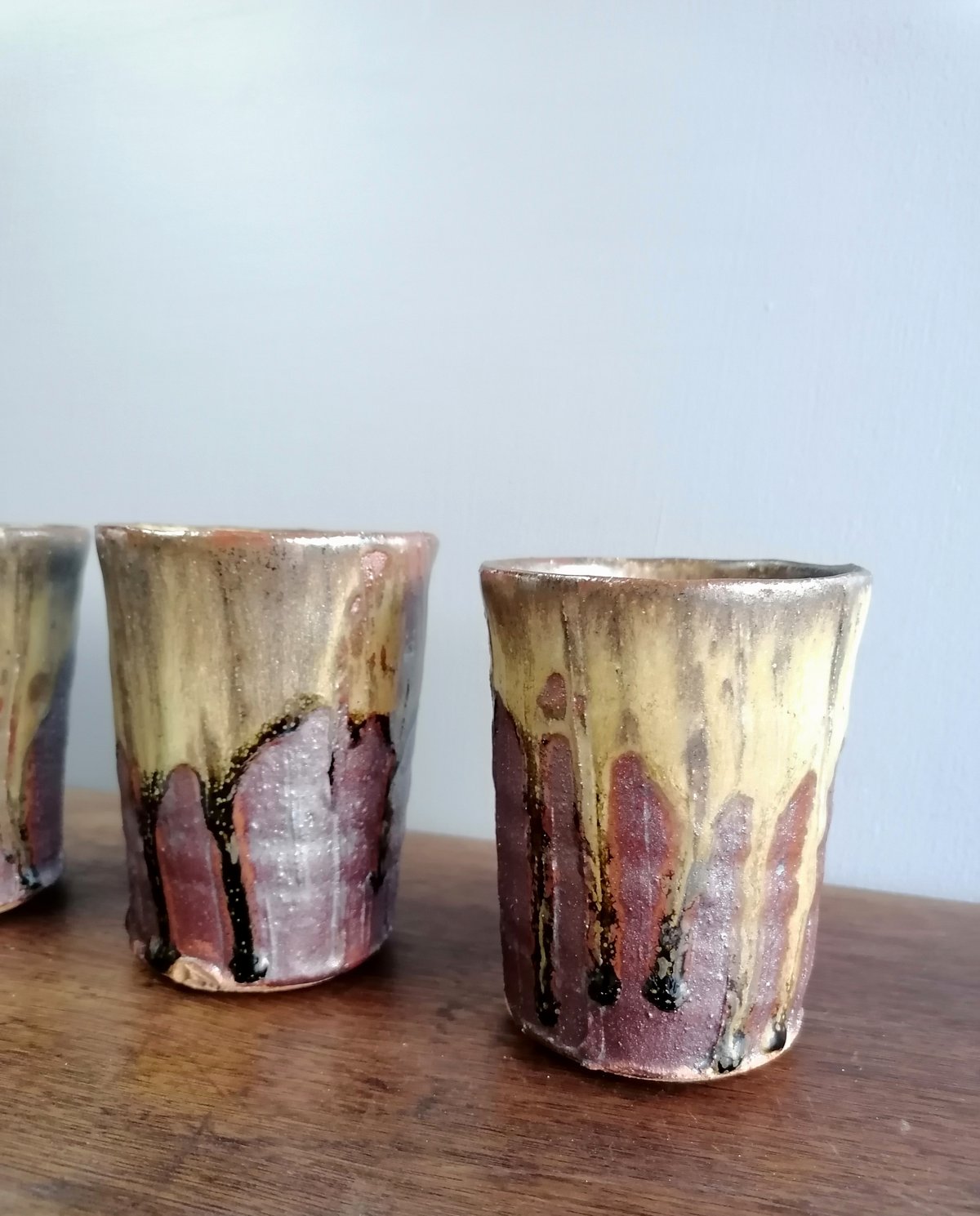 Image of Estuarine silt and ash glazed Beakers 