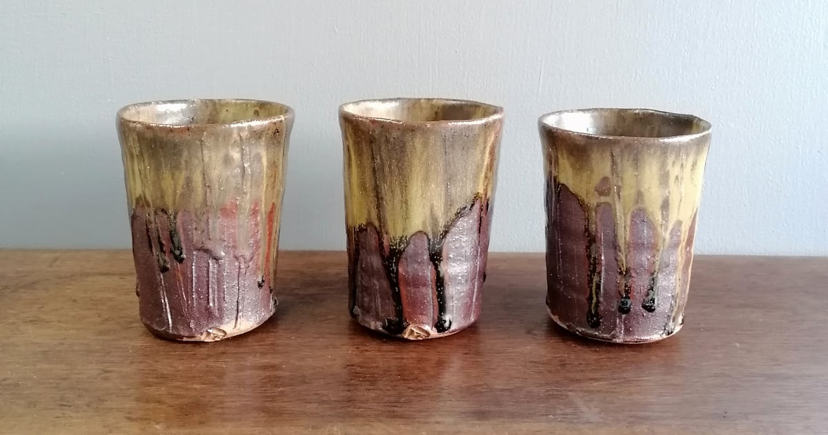 Image of Estuarine silt and ash glazed Beakers 