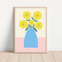 Image 1 of Yellow Flowers in Blue Vase