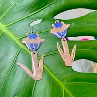 ONE-OF-A-KIND EARRINGS: ORANGE & BLUE