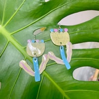 ONE-OF-A-KIND EARRINGS: LIGHT BLUE, LILAC & PASTEL YELLOW