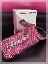 Image 1 of Rose Pink Crystal Embellished Nokia 2660 Flip Phone