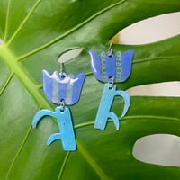 ONE-OF-A-KIND EARRINGS: LIGHT BLUE & BLUE FLOWERS