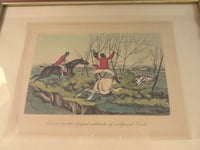 Image 2 of Antique Hand-Coloured Engraving Print, 19th Century Fox Hunting Scene, Small Picture, Framed