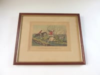 Image 1 of Antique Hand-Coloured Engraving Print, 19th Century Fox Hunting Scene, Small Picture, Framed