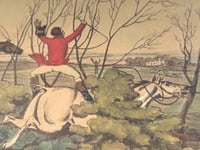 Image 3 of Antique Hand-Coloured Engraving Print, 19th Century Fox Hunting Scene, Small Picture, Framed