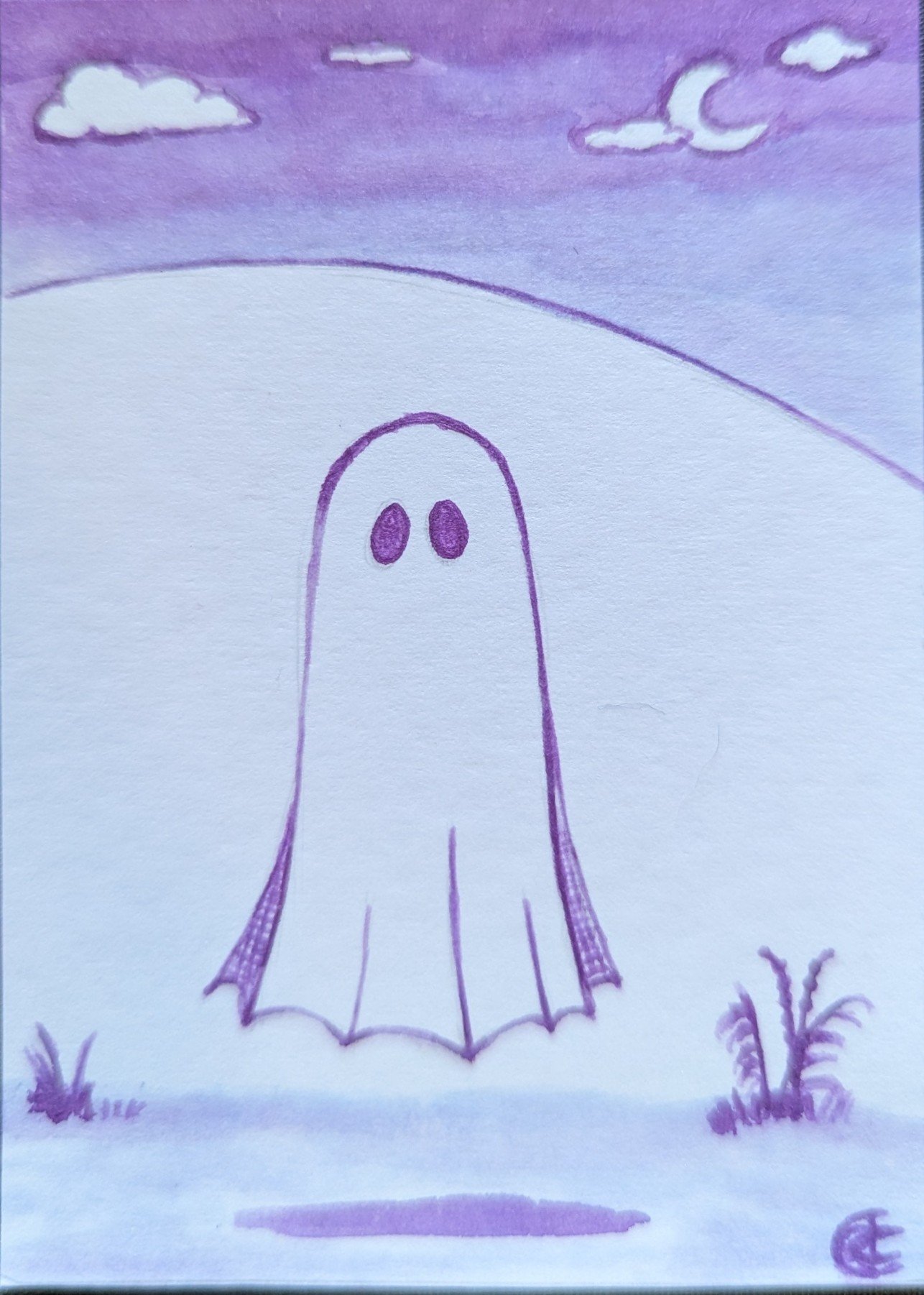 *RESERVED* Inkvent Ghost Illustration #3 ACEO