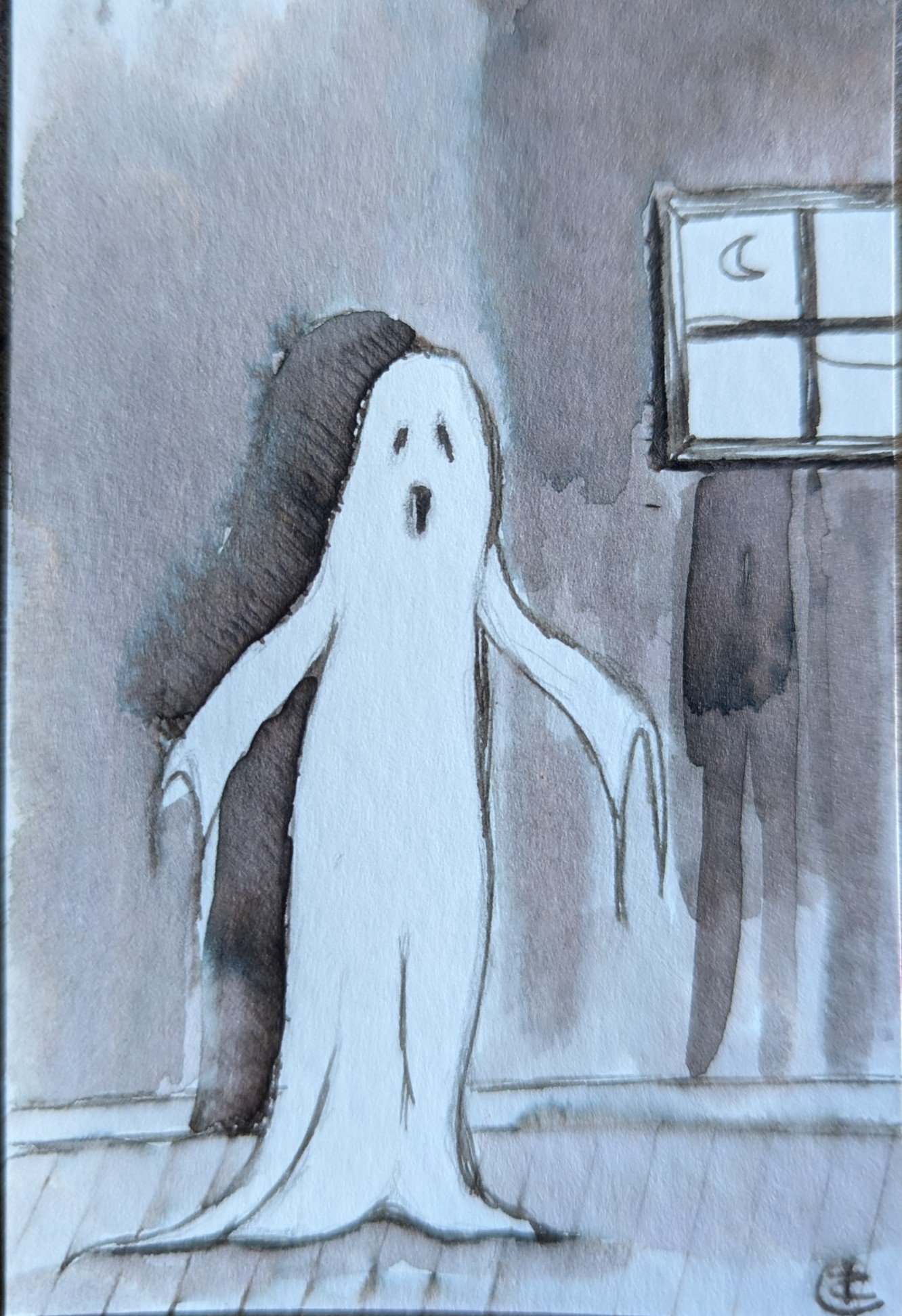 Inkvent Ghost Illustration #6 ACEO