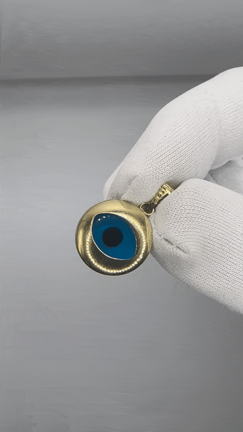 Image of 14K Yellow Gold Evil Eye Charm Pendant