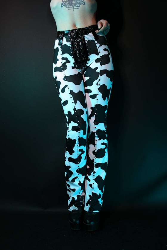 Image of COW PRINT PANTS BLACK PVC