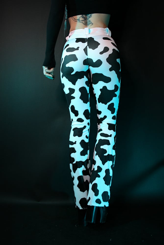 Image of COW PRINT PANTS WHITE PVC