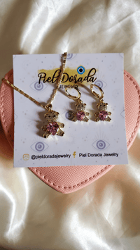 Image 1 of Cz Heart Teddy Bear Set 