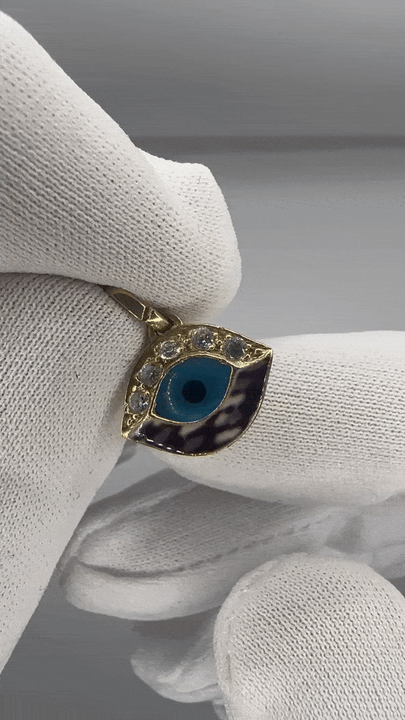 Image of 14K Enamel Evil Eye Pendant