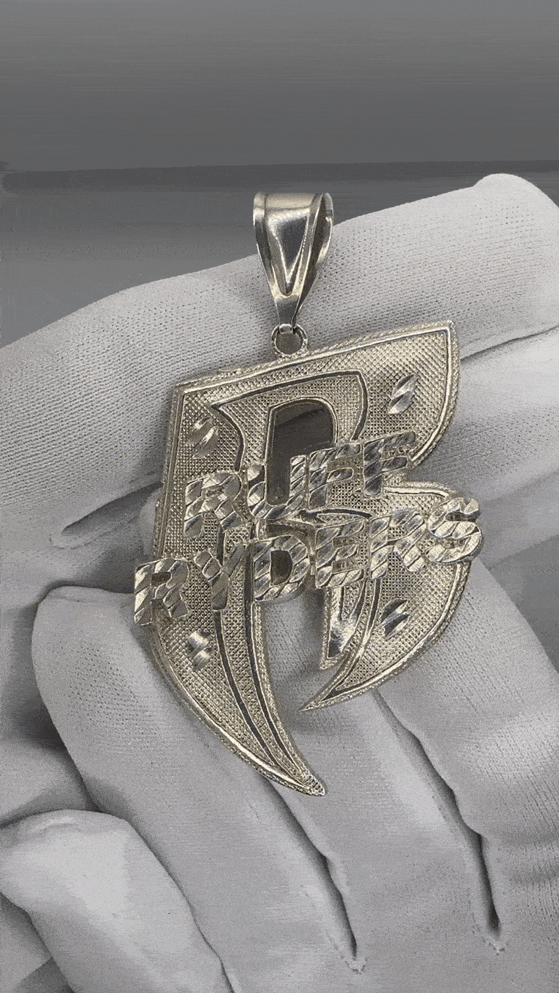 Image of Vintage Sterling Silver Ruff Ryders “R” Logo Pendant