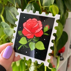 Image of GLITTER Rose Stamp STICKER