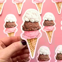 Image 1 of triple scoop ice cream cone sticker 