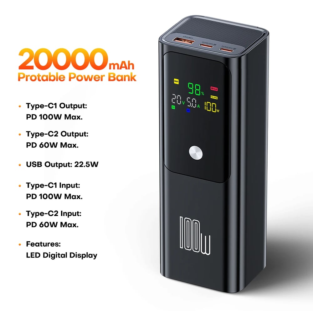 MSL PD 100W 20000mAh Portable Power Bank with LED Digital Display