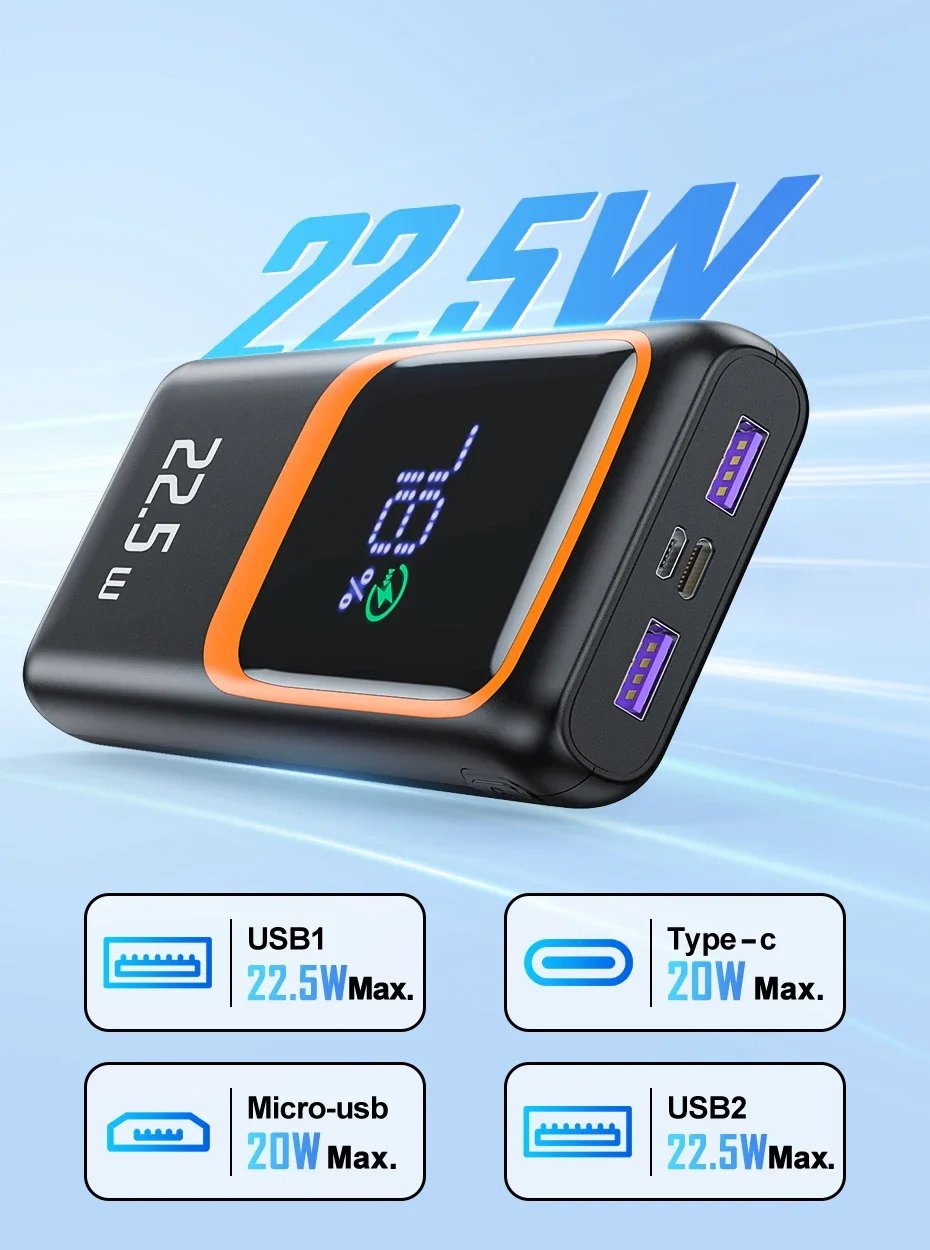 MSL 10000mAh Power Bank with PD 22.5W Fast Charging