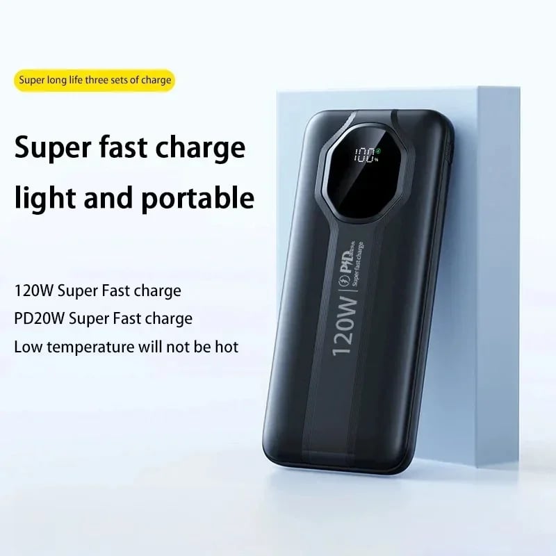 MSL 20000mAh 120W Power Bank with Built-In Cable and Fast Charging