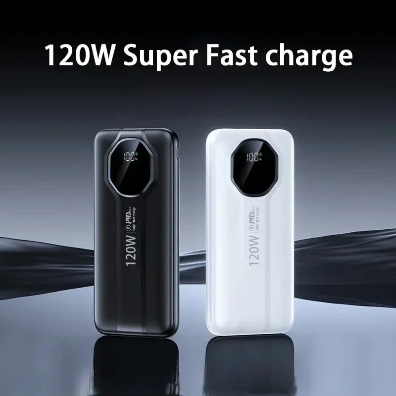 MSL 20000mAh 120W Power Bank with Built-In Cable and Fast Charging
