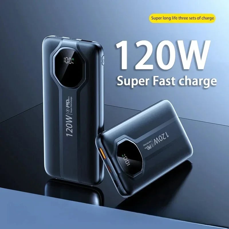 MSL 20000mAh 120W Power Bank with Built-In Cable and Fast Charging
