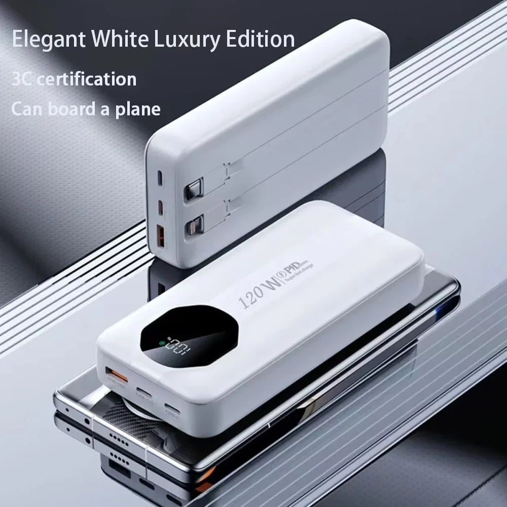 MSL 20000mAh 120W Power Bank with Built-In Cable and Fast Charging