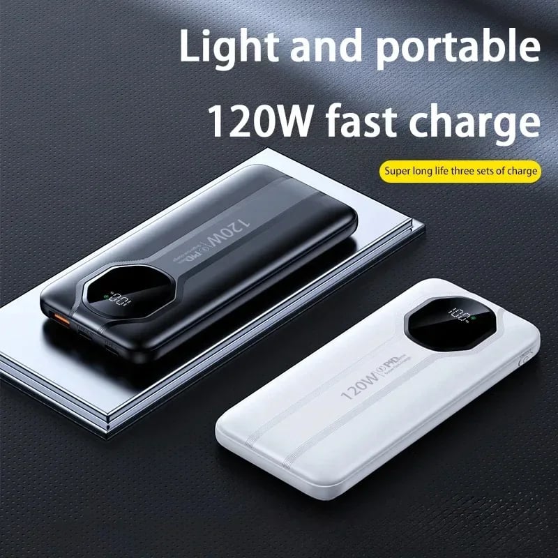 MSL 20000mAh 120W Power Bank with Built-In Cable and Fast Charging