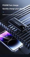 MSL 20000mAh 120W Power Bank with Built-In Cable and Fast Charging