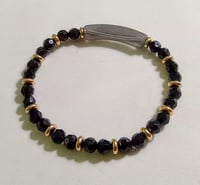 Image 1 of Sparkly black beaded handmade layering stretch bracelet 