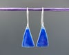 Deep Blue Enameled Fine Silver Triangle Earrings - K0370