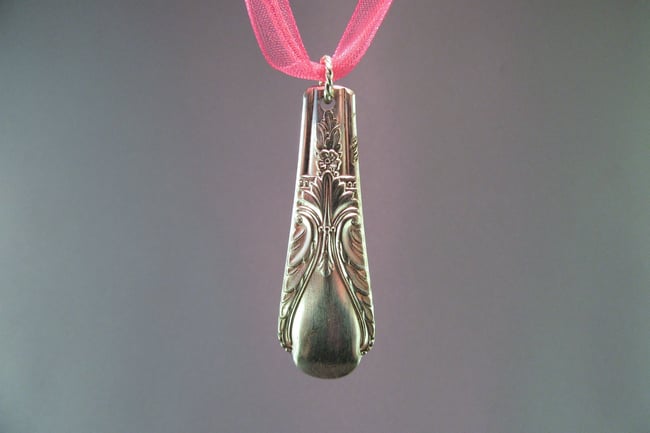 Flatware Pendant, Vintage Silverplate Fork Handle - K0053