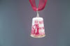 Thimble Pendant, Vintage Porcelain Red & White Farm Scene Thimble - K0065