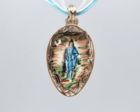 Image 1 of Enameled "Blue Boy" Spoon Pendant, Vintage Collector Spoon - K0317