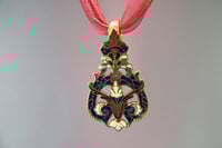 Image 1 of Enameled Spoon Handle Pendant, Vintage Brass Cloisonne Spoon - K0115