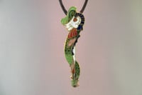 Image 1 of Seahorse Spoon Pendant/Pin, Vintage Brass Cloisonne Enamel Spoon Handle - K0024