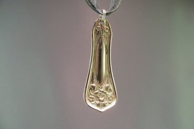 Flatware Pendant, Vintage Silverplate Fork Handle - K0055