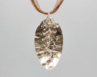 Image 1 of Spoon Pendant with Tumbled Smoky Quartz Chips, Vintage Silverplate Teaspoon - K0184