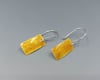 Yellow Enameled Fine Silver Rectangle Earrings - K0378