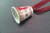 Thimble Pendant, Vintage Porcelain Red & White Farm Scene Thimble - K0065