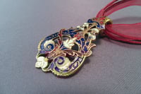 Image 2 of Enameled Spoon Handle Pendant, Vintage Brass Cloisonne Spoon - K0115