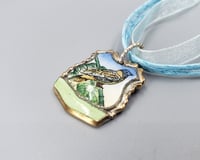 Image 2 of Enamel Woodsy Bird Pendant, Vintage Silverplate Collector Spoon Handle - K0282