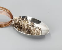 Image 2 of Spoon Pendant with Tumbled Smoky Quartz Chips, Vintage Silverplate Teaspoon - K0184