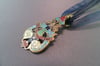 Spoon Handle Pendant, Vintage Brass Champleve Enameled Bonbon Spoon - K0116